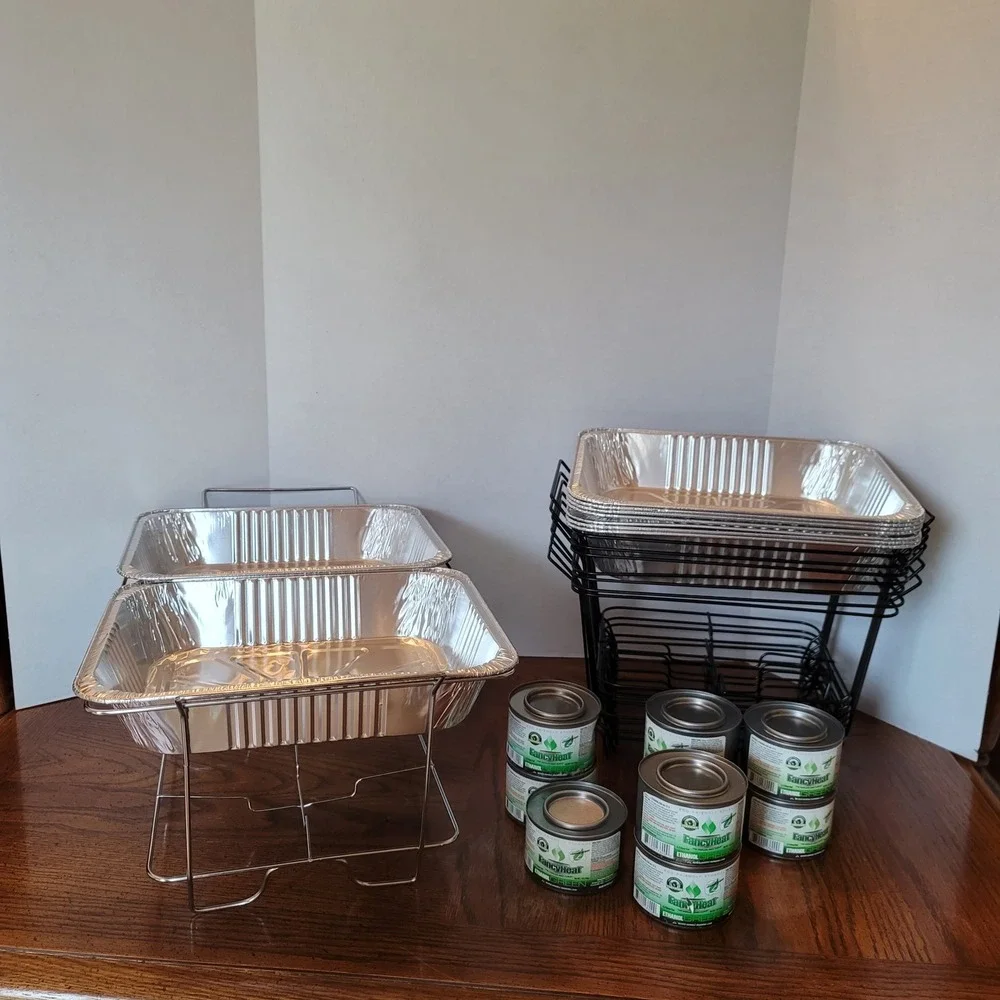 Disposable Chafing Dish Buffet Food‎ Warmer Half Foil Pans Wire Racks Fuel Cans